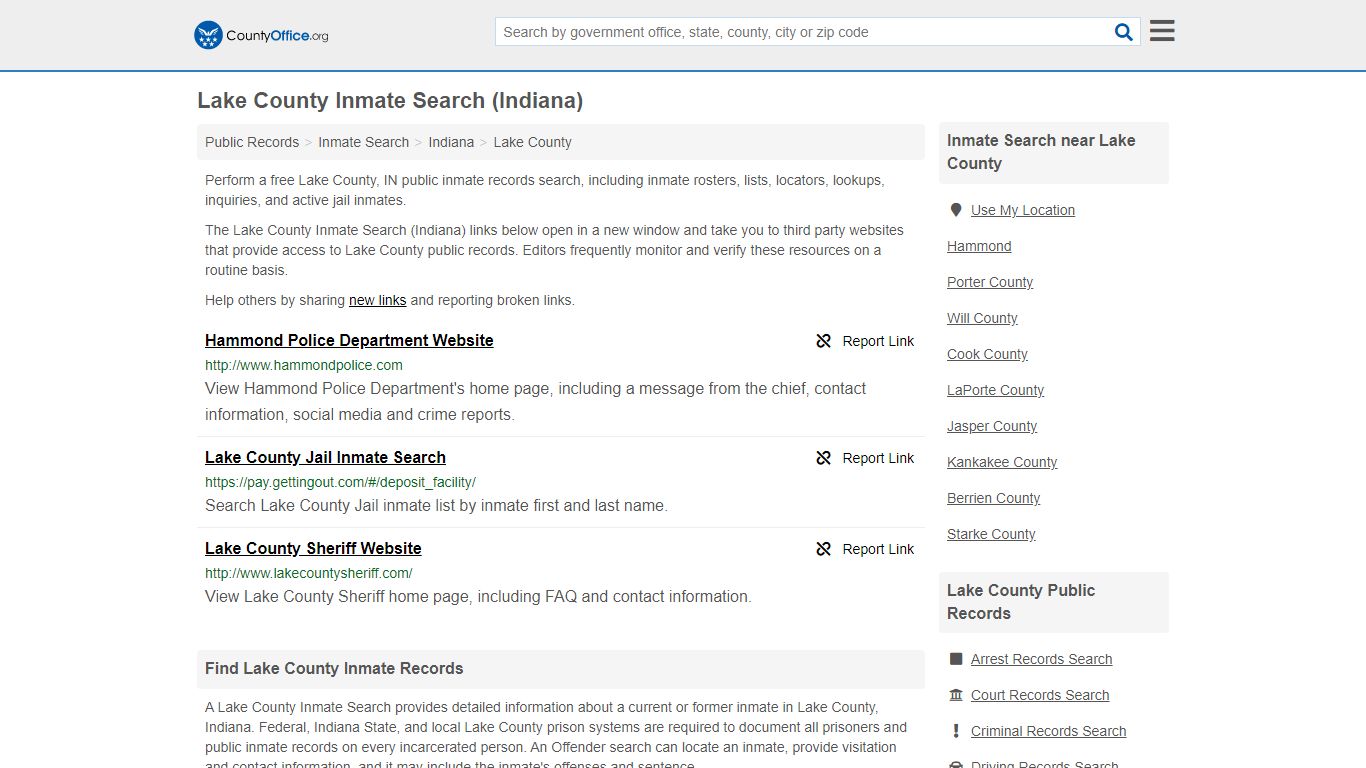 Inmate Search - Lake County, IN (Inmate Rosters & Locators) - County Office